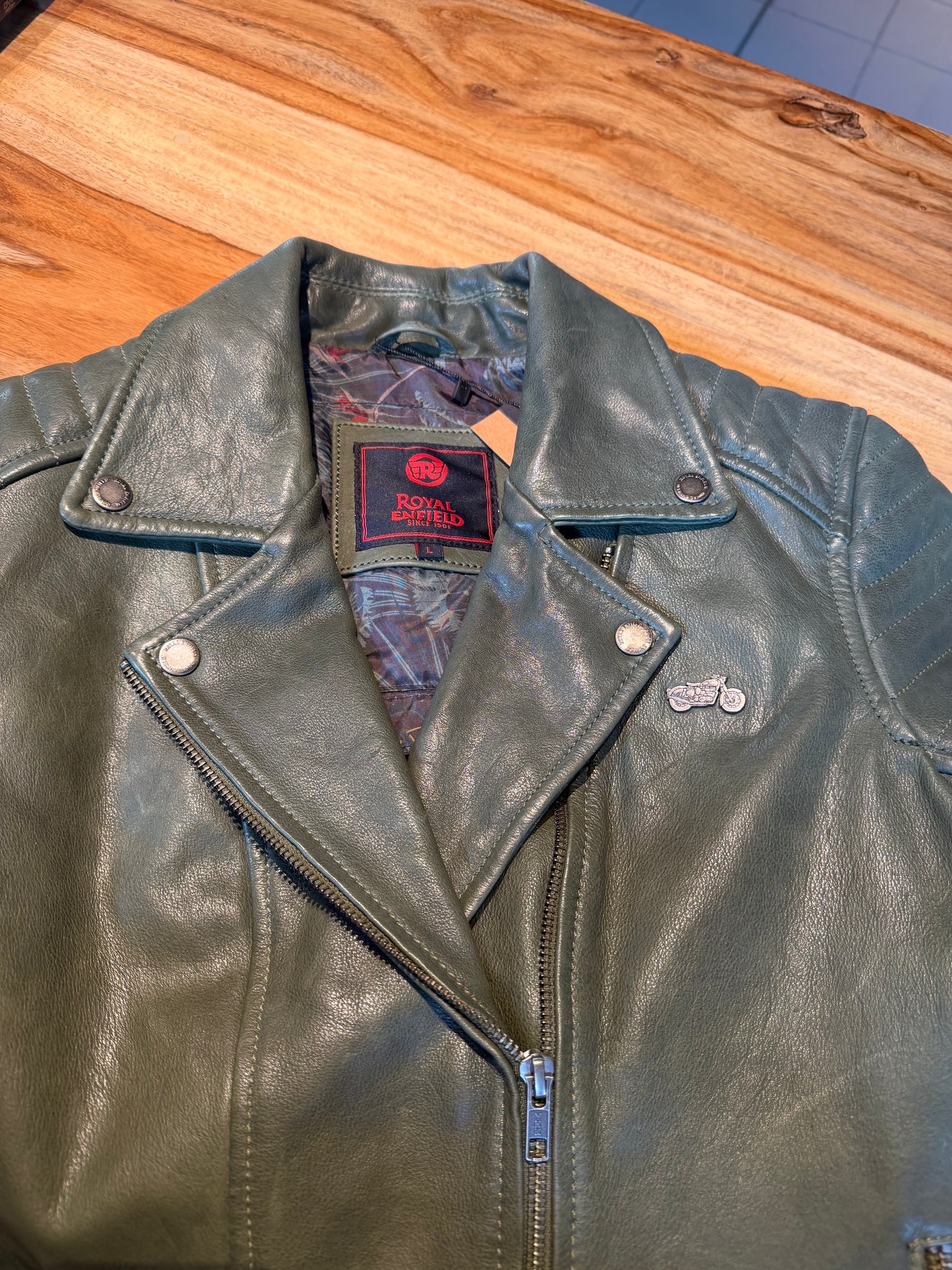 Giacca di pelle Royal Enfield Olive | Donna